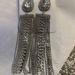Long rhinestone statement earrings